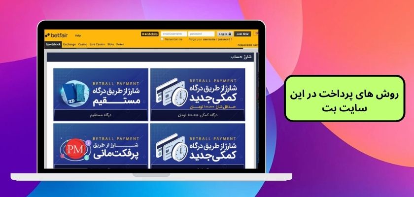 روش های پرداخت در این سایت بت
